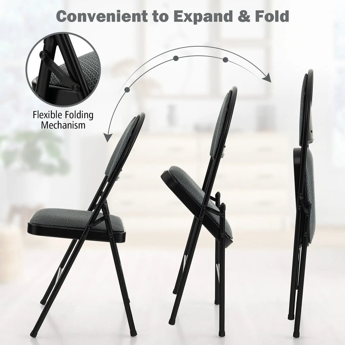 2/4 Pieces Padded Folding Dining Chairs with Backrest, photo 3 of 16