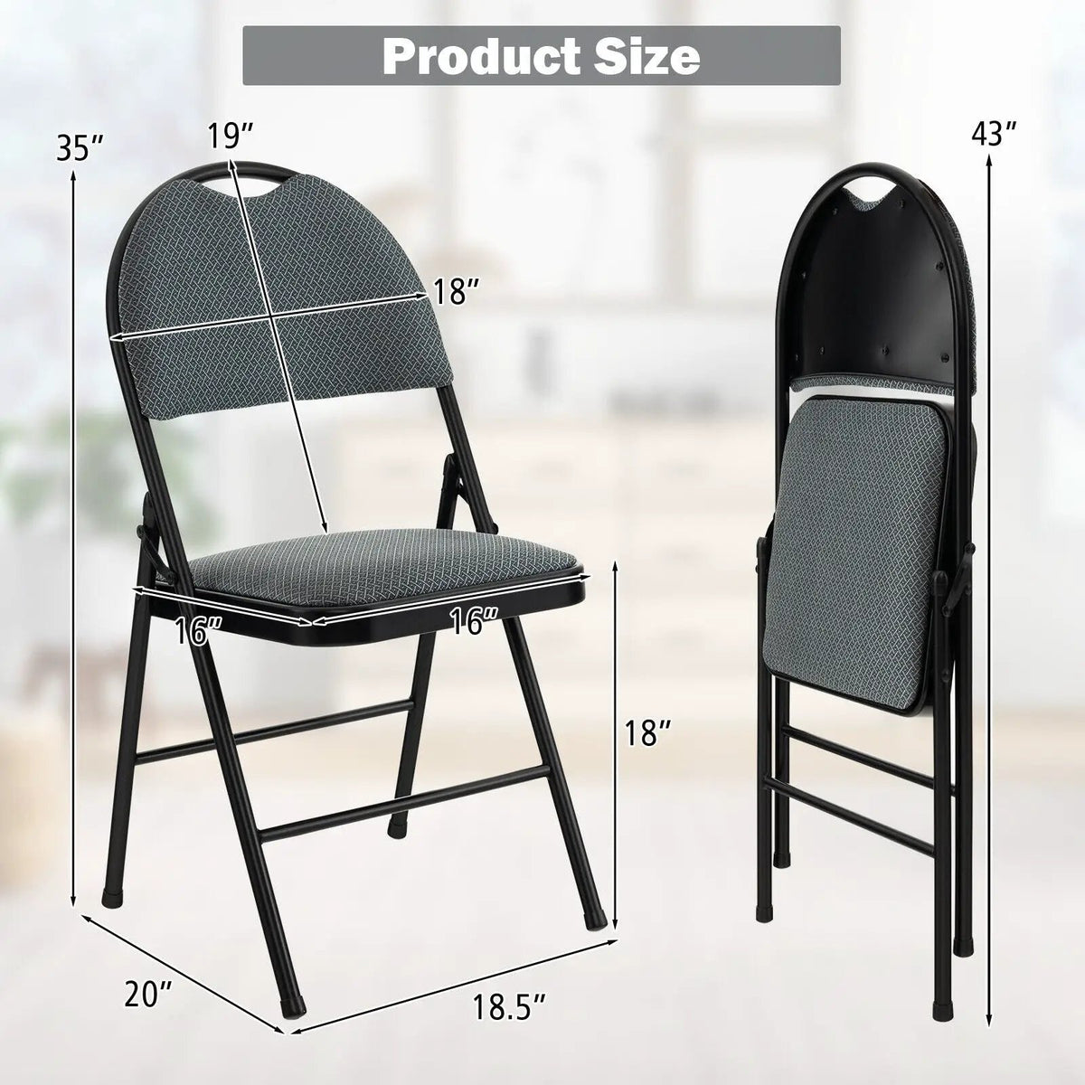 2/4 Pieces Padded Folding Dining Chairs with Backrest, photo 7 of 16