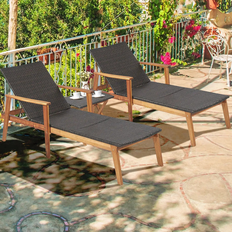 Patio Chaise Lounge and Table Set with 4-Level Adjustable Backrest by DirectDeals