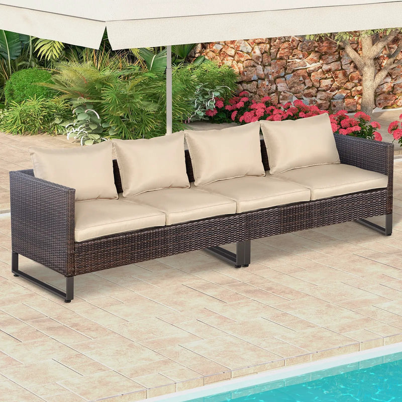 2 Pieces Patio Furniture Sofa Set with Cushions and Sofa Clips by DirectDeals