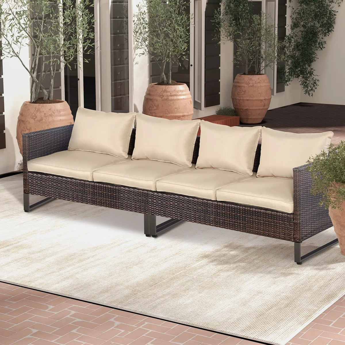 2 Pieces Patio Furniture Sofa Set with Cushions and Sofa Clips, photo 14 of 16
