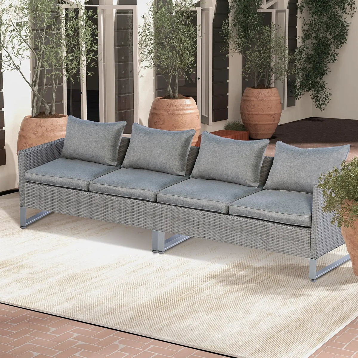 2 Pieces Patio Furniture Sofa Set with Cushions and Sofa Clips, photo 13 of 16