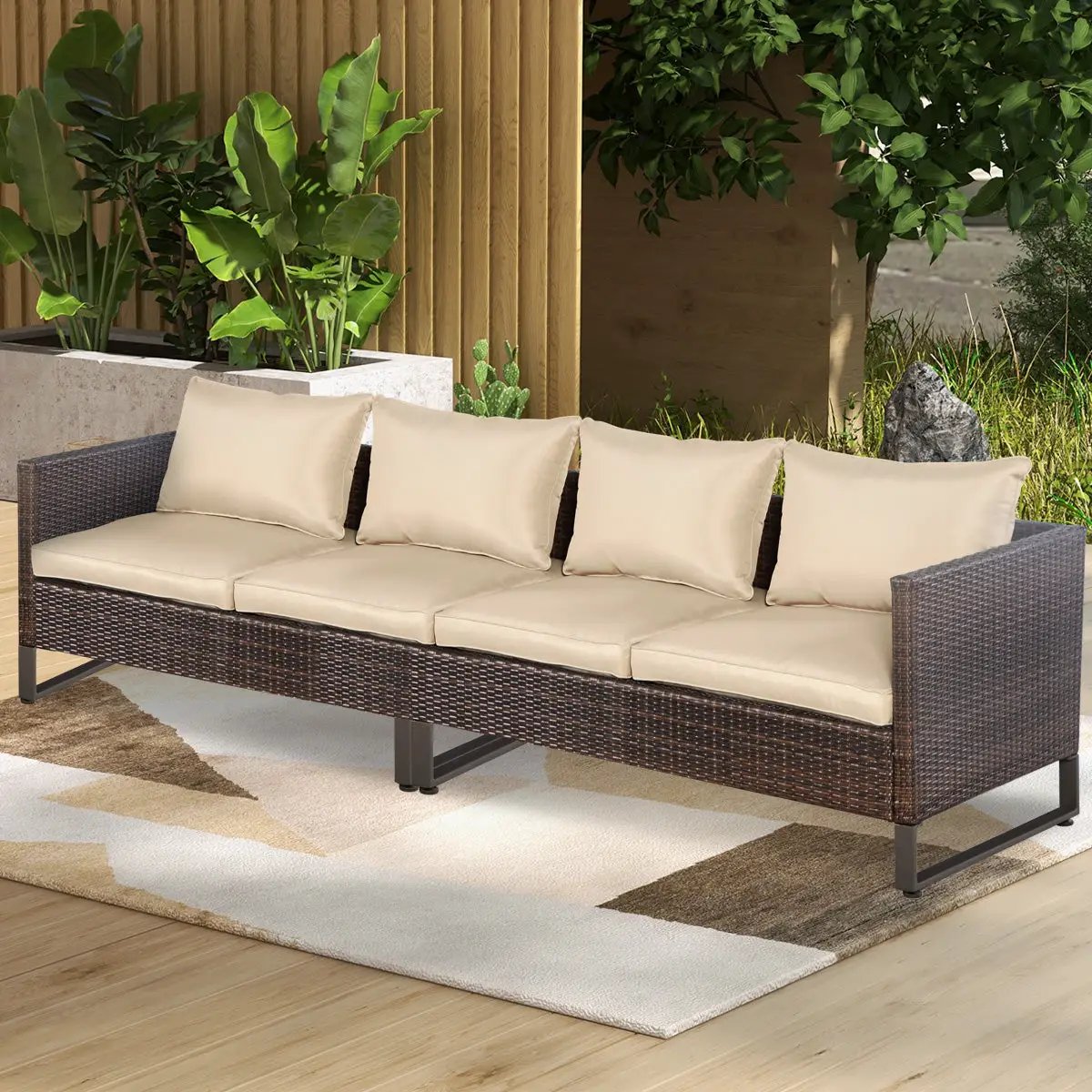 2 Pieces Patio Furniture Sofa Set with Cushions and Sofa Clips, photo 6 of 16