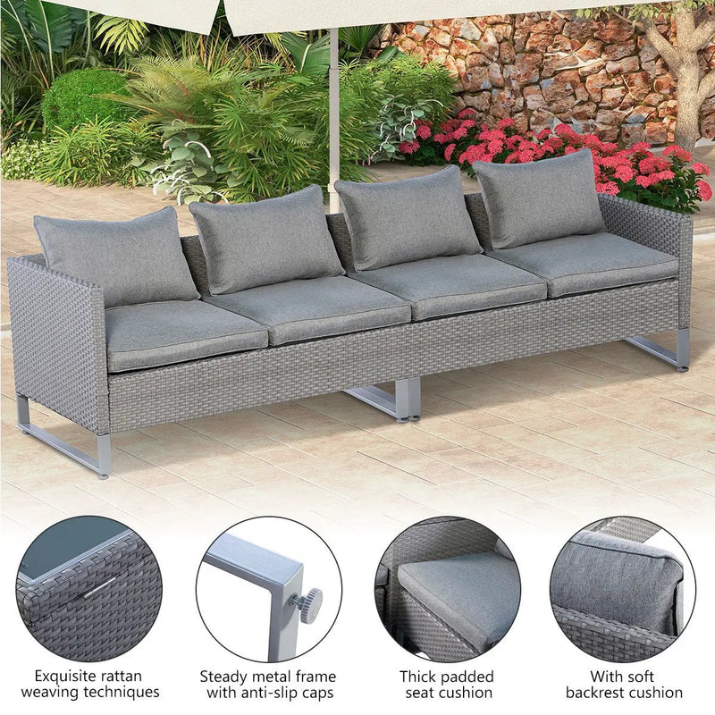 2 Pieces Patio Furniture Sofa Set with Cushions and Sofa Clips by DirectDeals