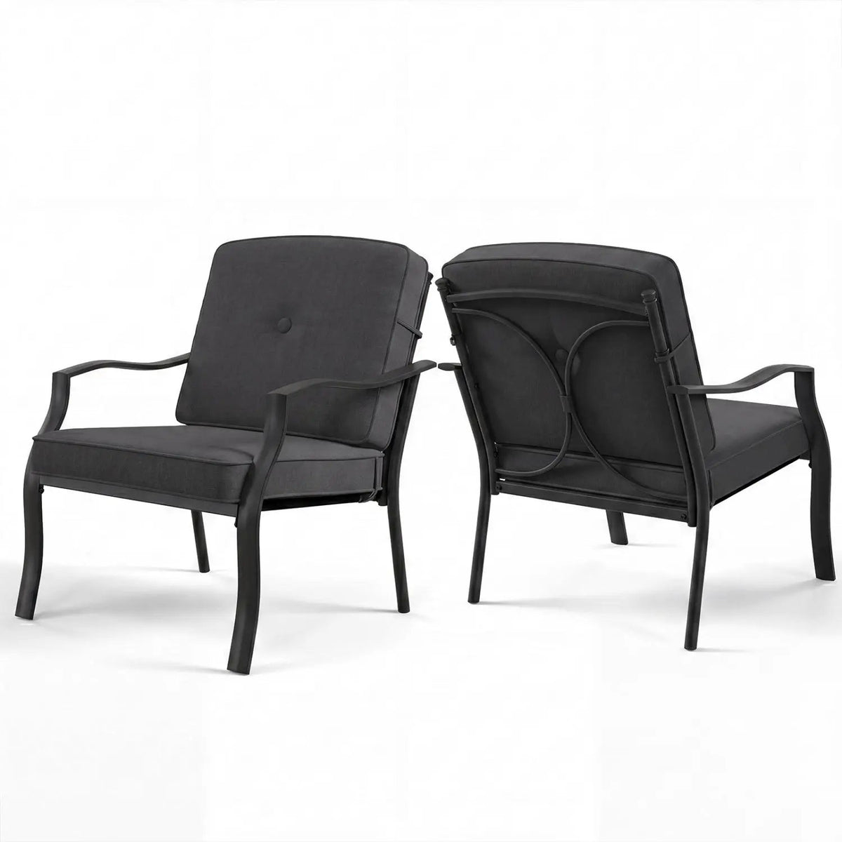 Patio Metal Dining Chairs with Cushions - Set of 2, photo 2 of 12