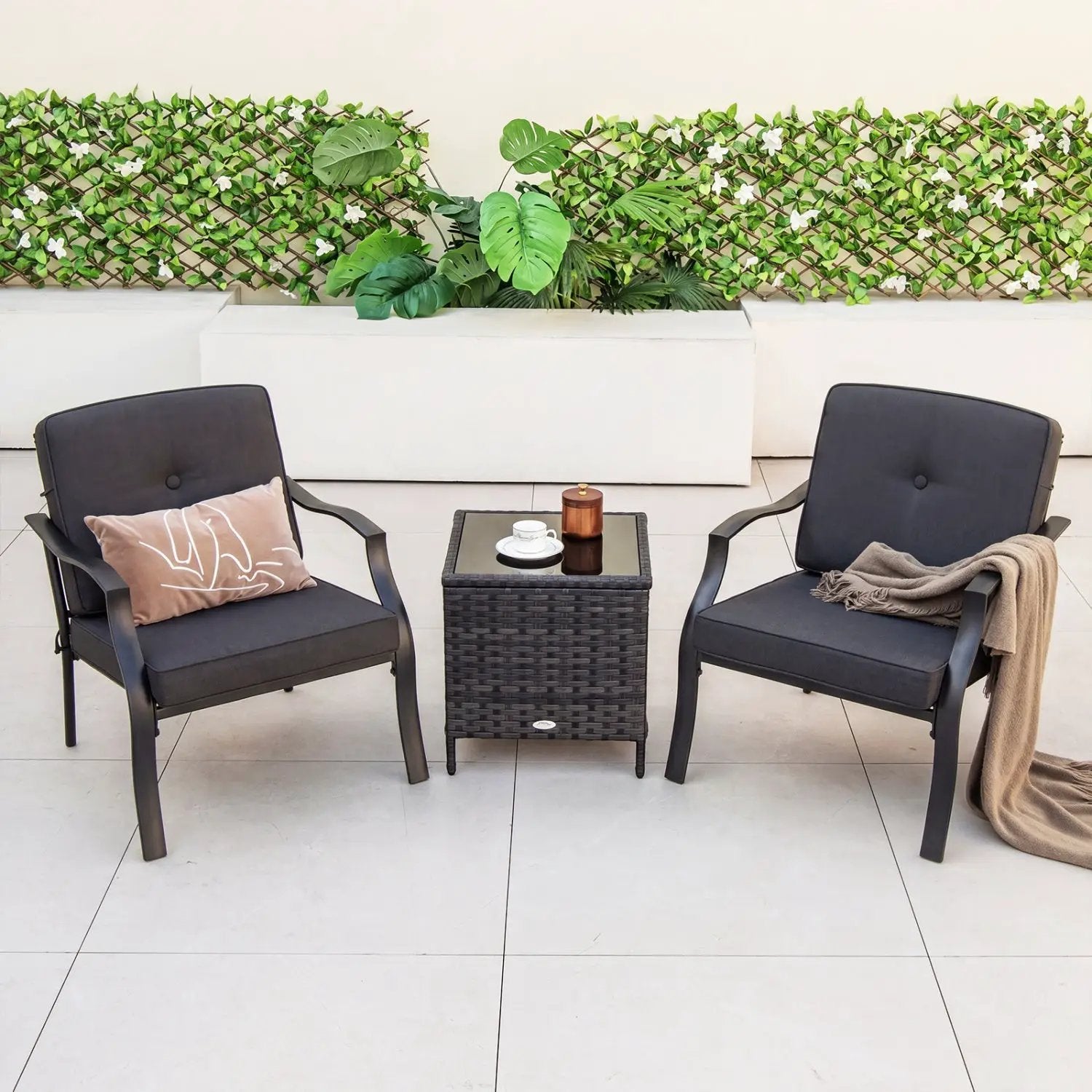 Patio Metal Dining Chairs with Cushions - Set of 2 by DirectDeals