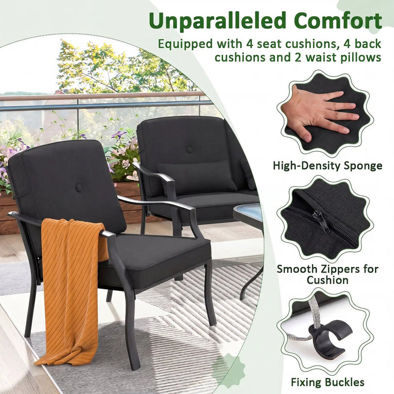 Patio Metal Dining Chairs with Cushions - Set of 2 by DirectDeals