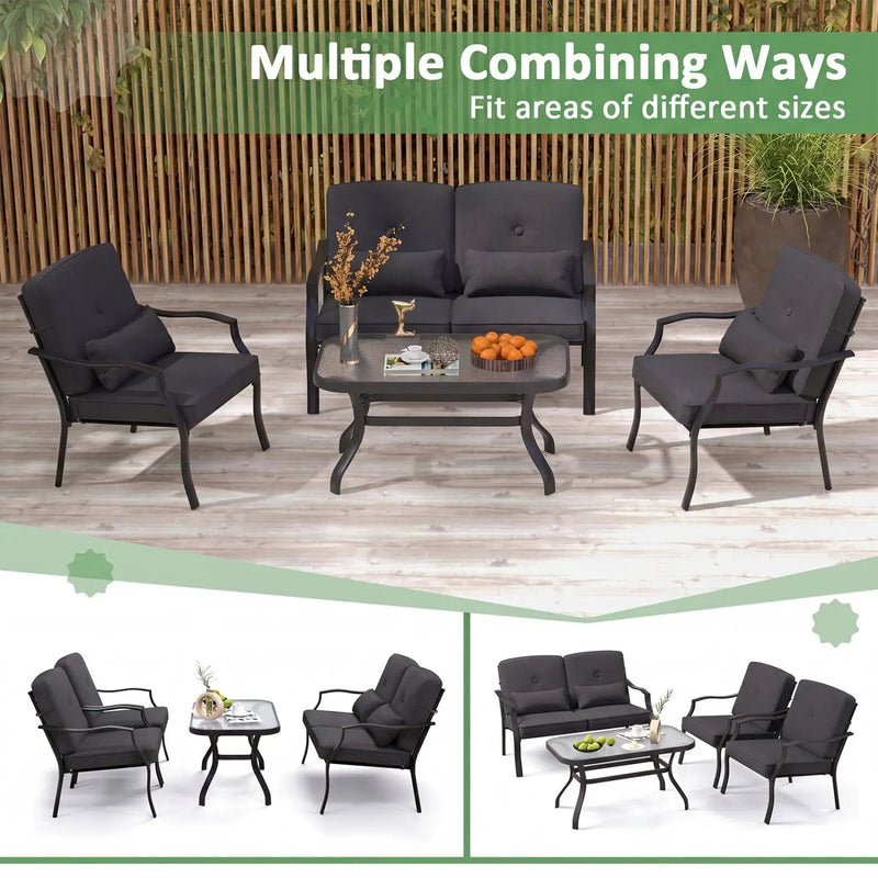 Patio Metal Dining Chairs with Cushions - Set of 2 by DirectDeals