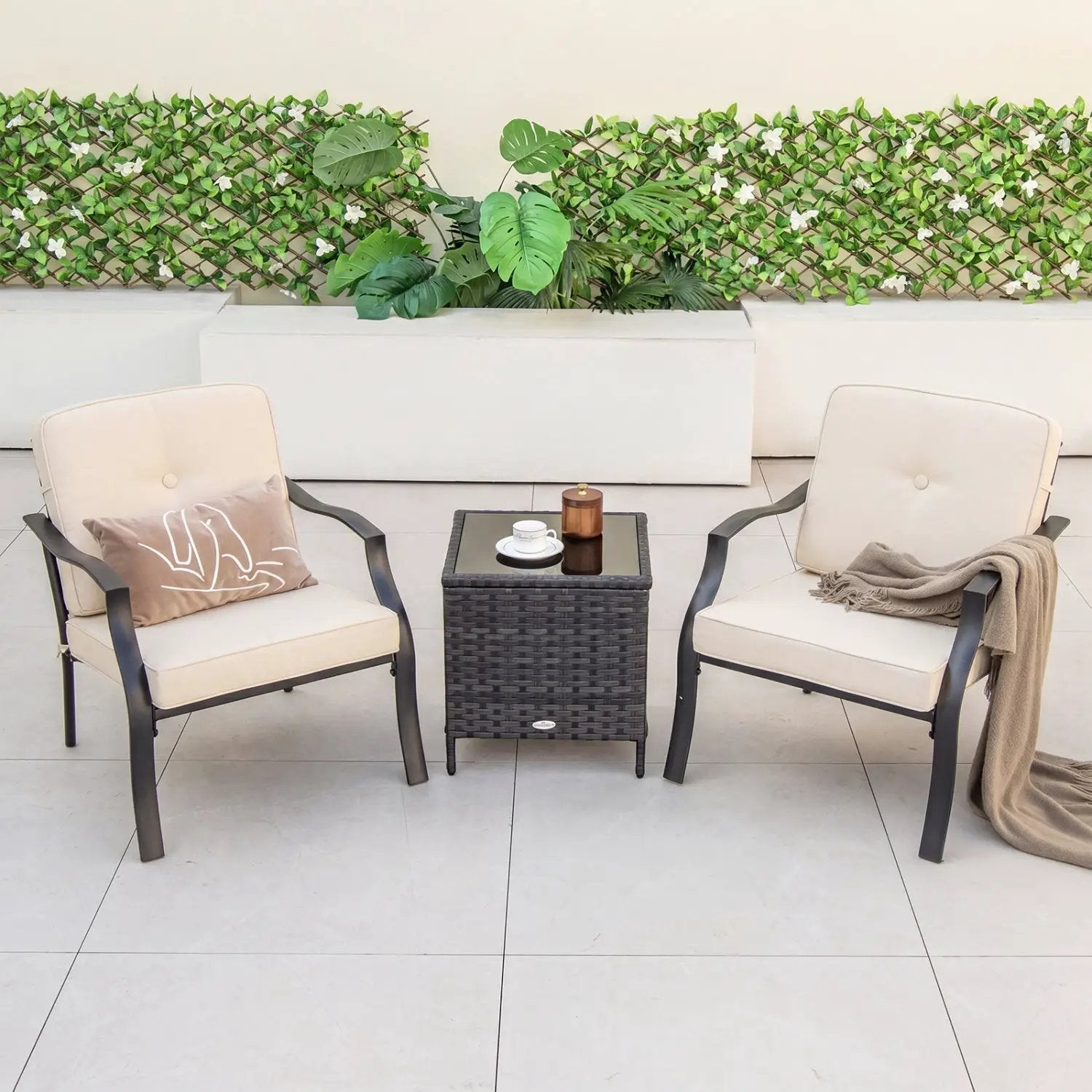 Patio Metal Dining Chairs with Cushions - Set of 2 by DirectDeals