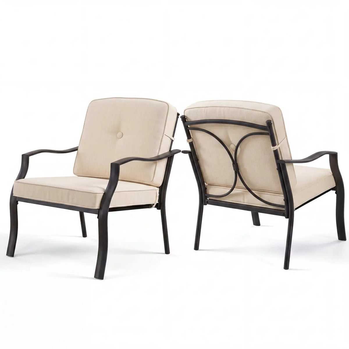 Patio Metal Dining Chairs with Cushions - Set of 2, photo 8 of 12