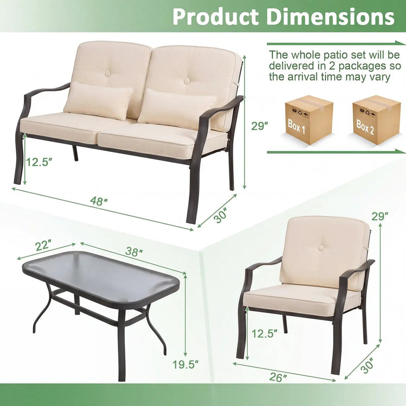 Patio Metal Dining Chairs with Cushions - Set of 2 by DirectDeals
