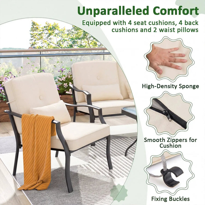 Patio Metal Dining Chairs with Cushions - Set of 2 by DirectDeals