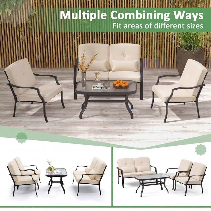Patio Metal Dining Chairs with Cushions - Set of 2 by DirectDeals