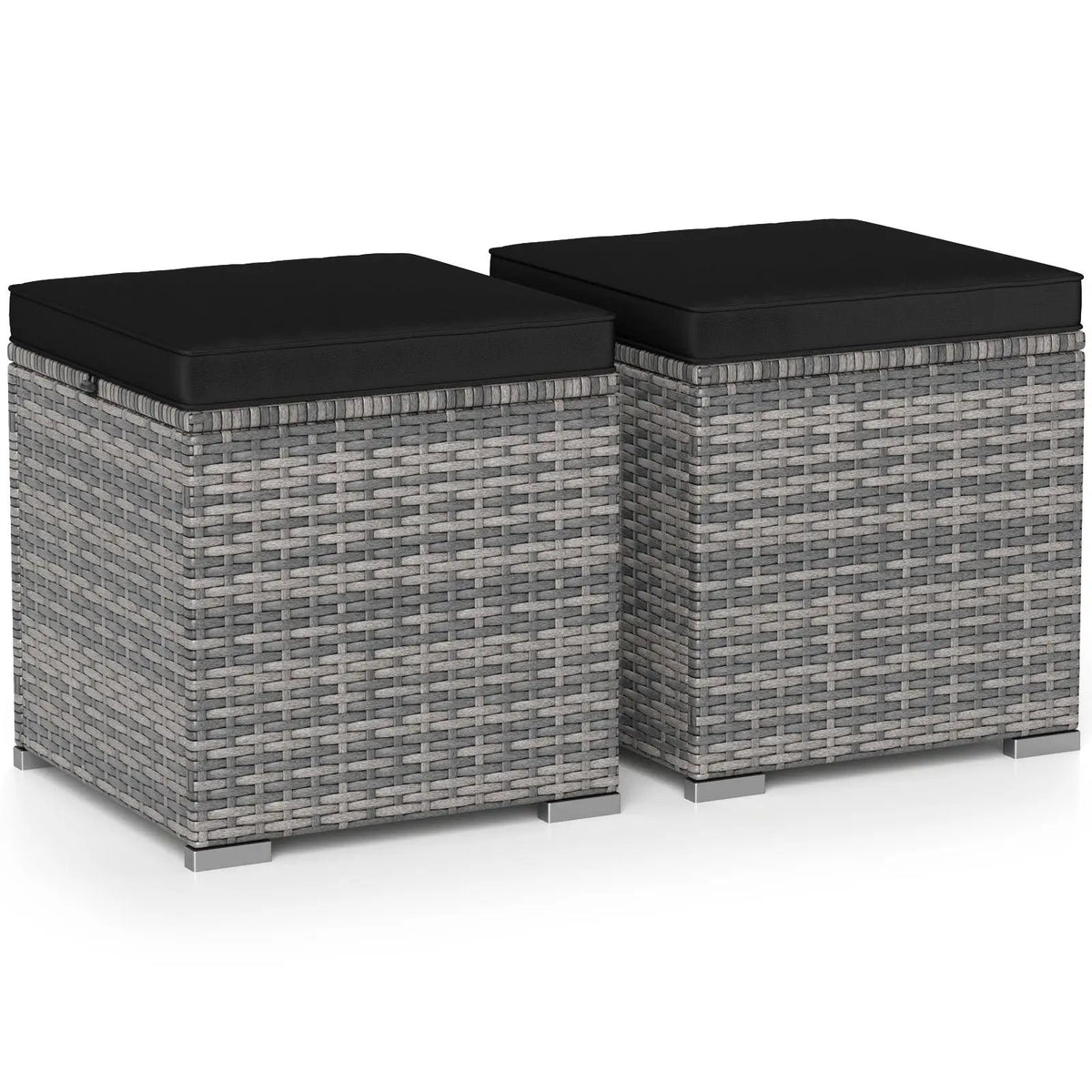 2 Pieces Patio Ottoman with Hidden Storage Space-Mix Grey, photo 8 of 24