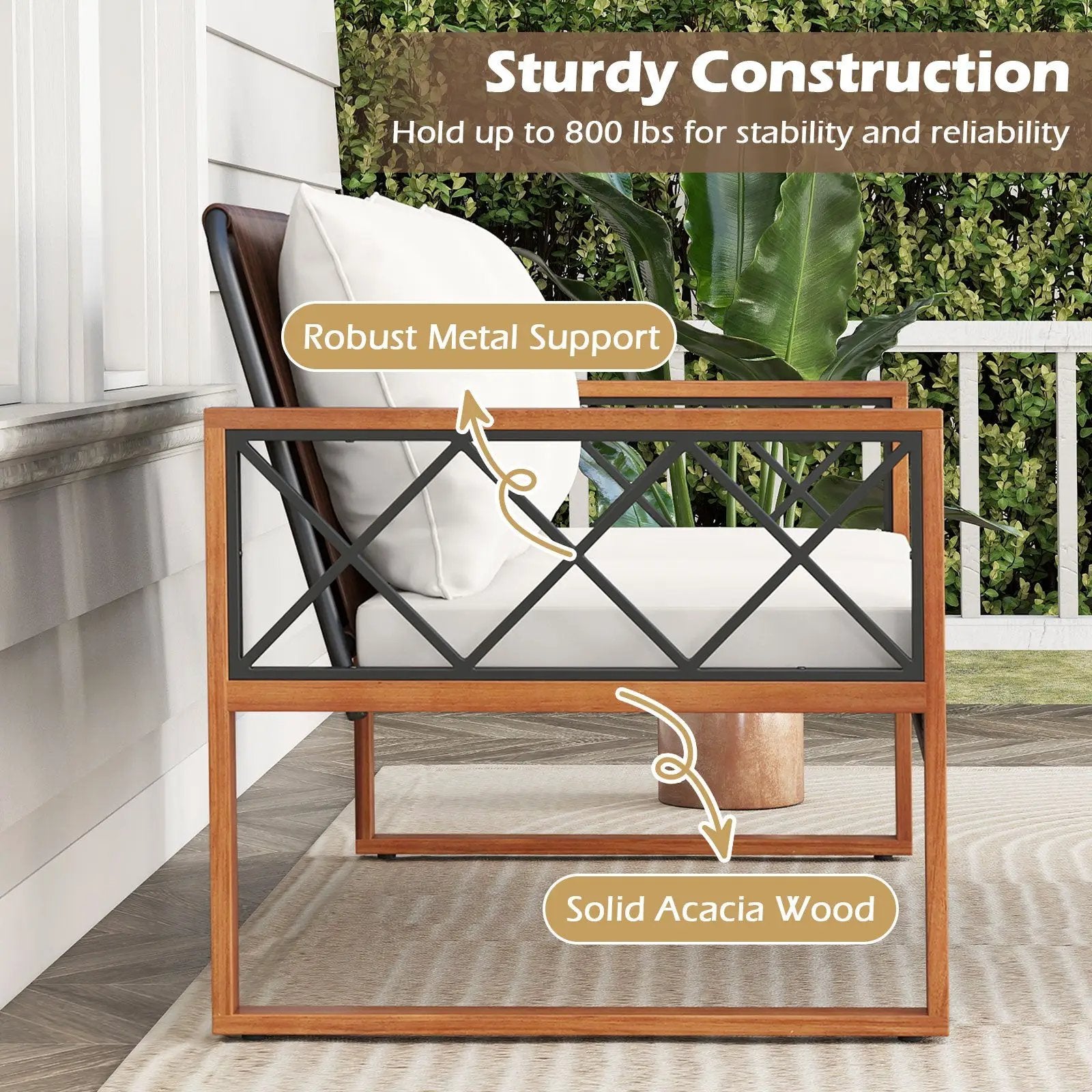 2 Pieces Patio PE Wicker Furniture Set Outside Conversation Set for Porch-White by DirectDeals