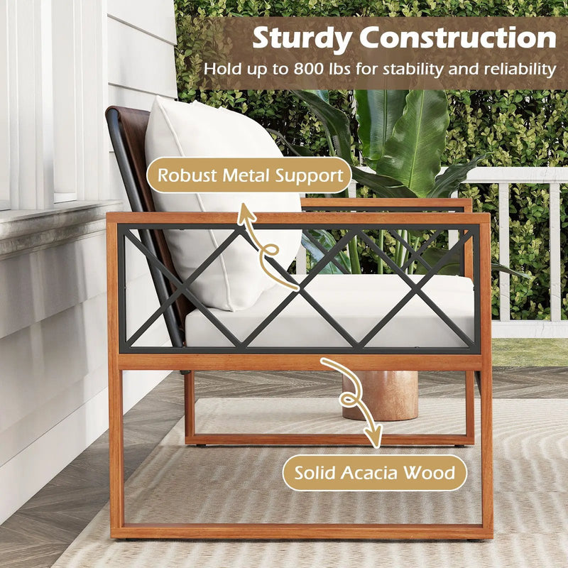 2 Pieces Patio PE Wicker Furniture Set Outside Conversation Set for Porch-White by DirectDeals