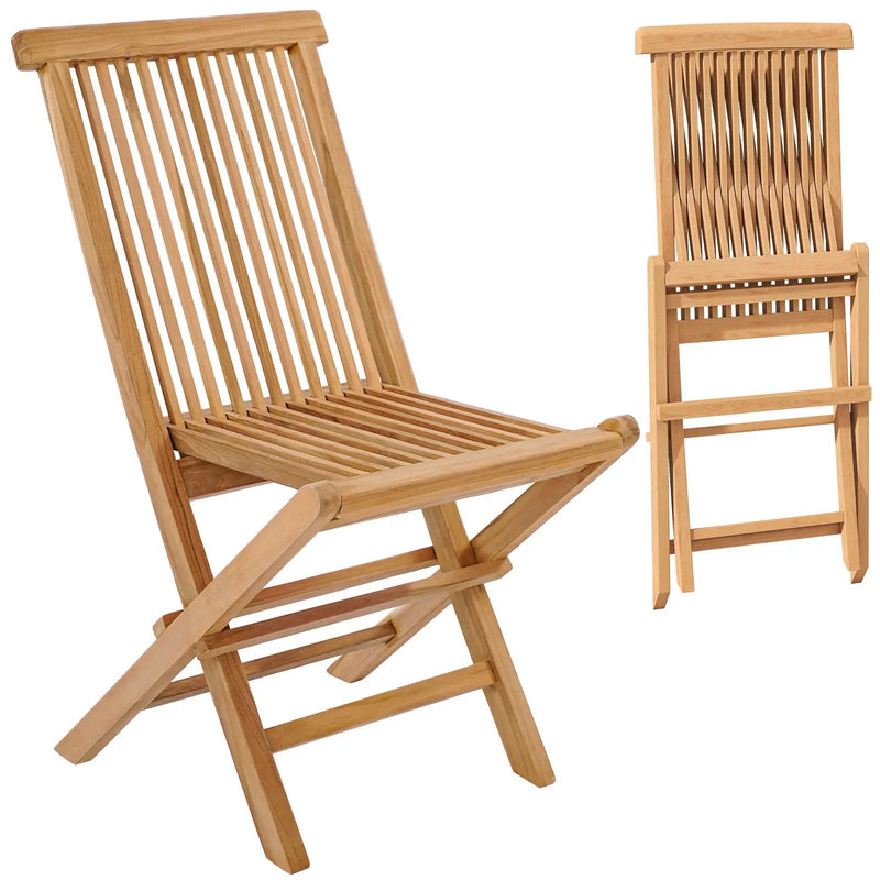 Set of 2 Indonesia Teak Patio Folding Chairs with High Back and Slatted Seat by DirectDeals