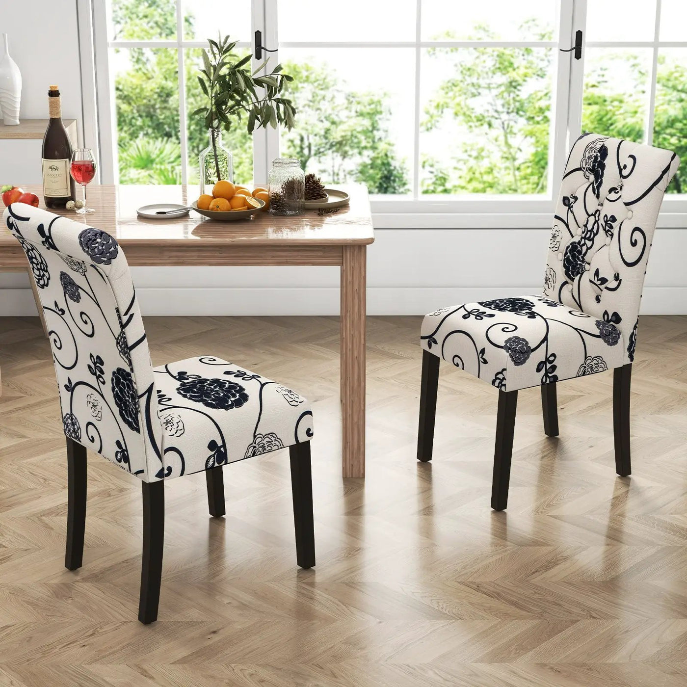 2 Pieces Tufted Dining Chair Set with Adjustable Anti-Slip Foot Pads by DirectDeals