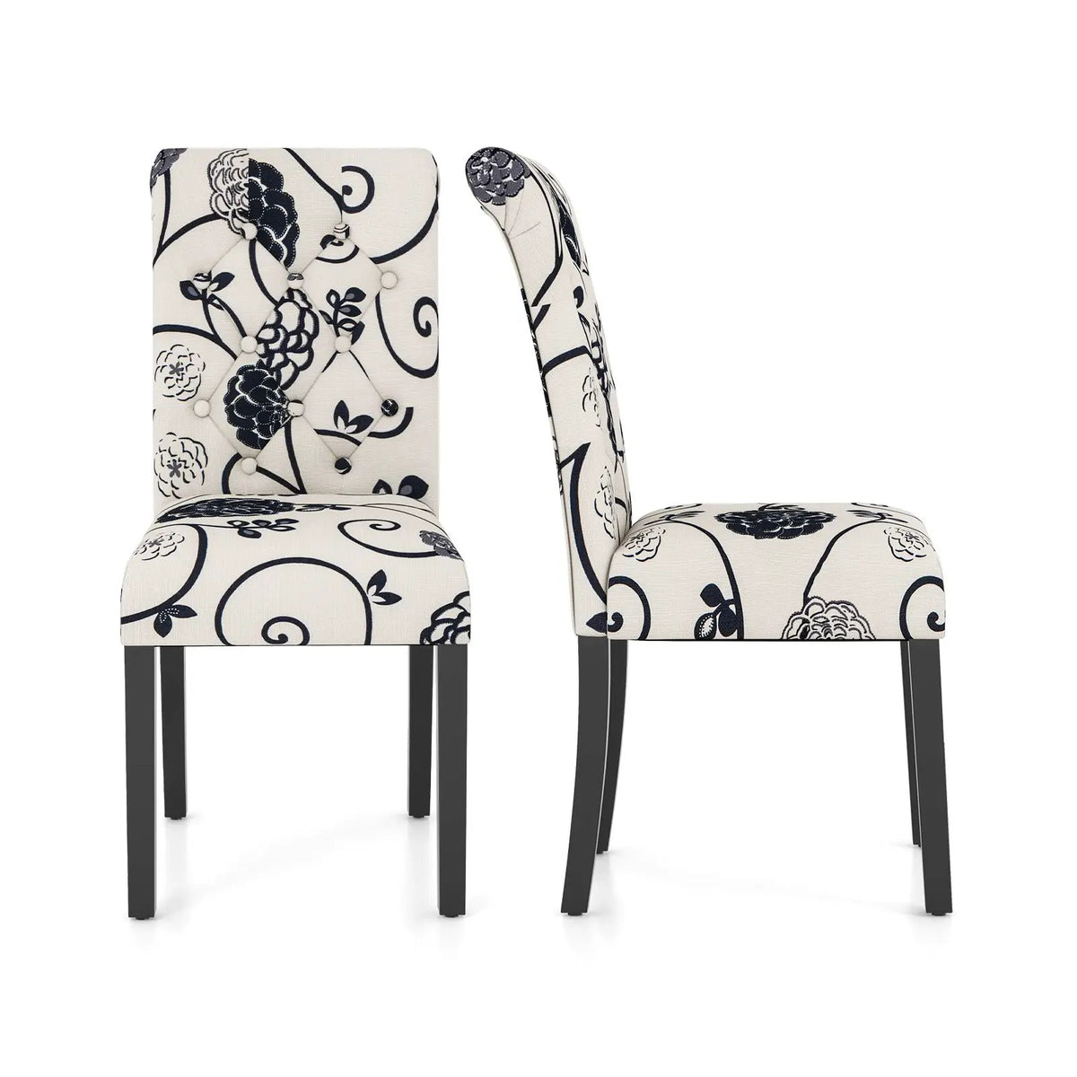 2 Pieces Tufted Dining Chair Set with Adjustable Anti-Slip Foot Pads by DirectDeals