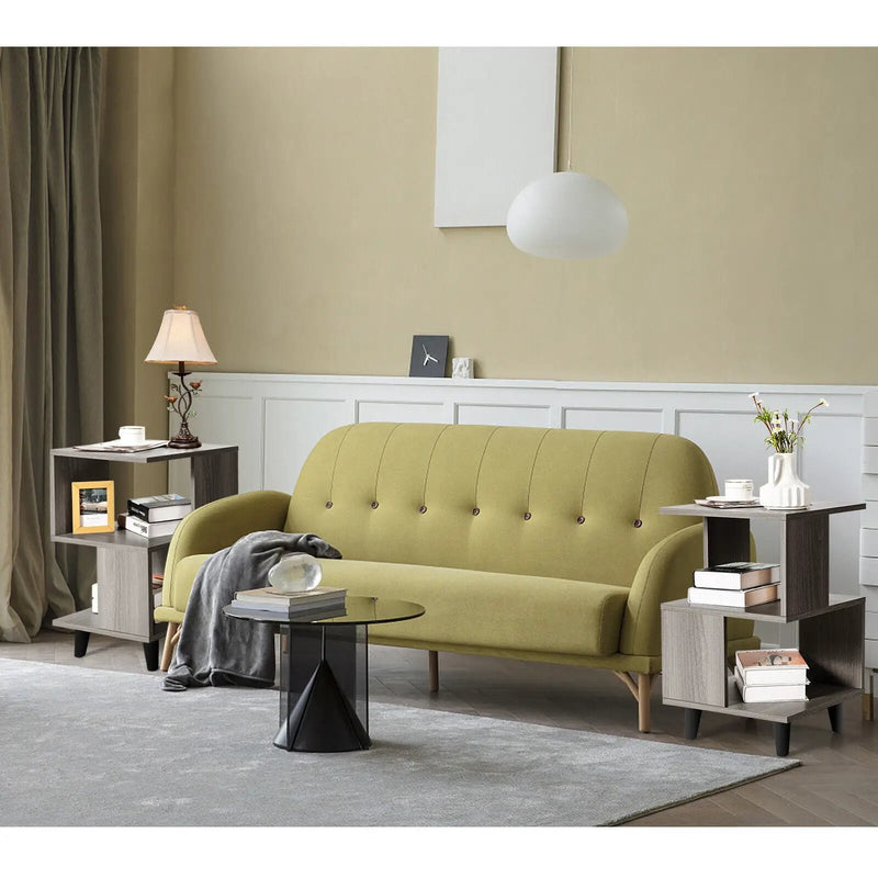 2 Pieces Wooden Modern Nightstand Set with Legs for Living Room by DirectDeals