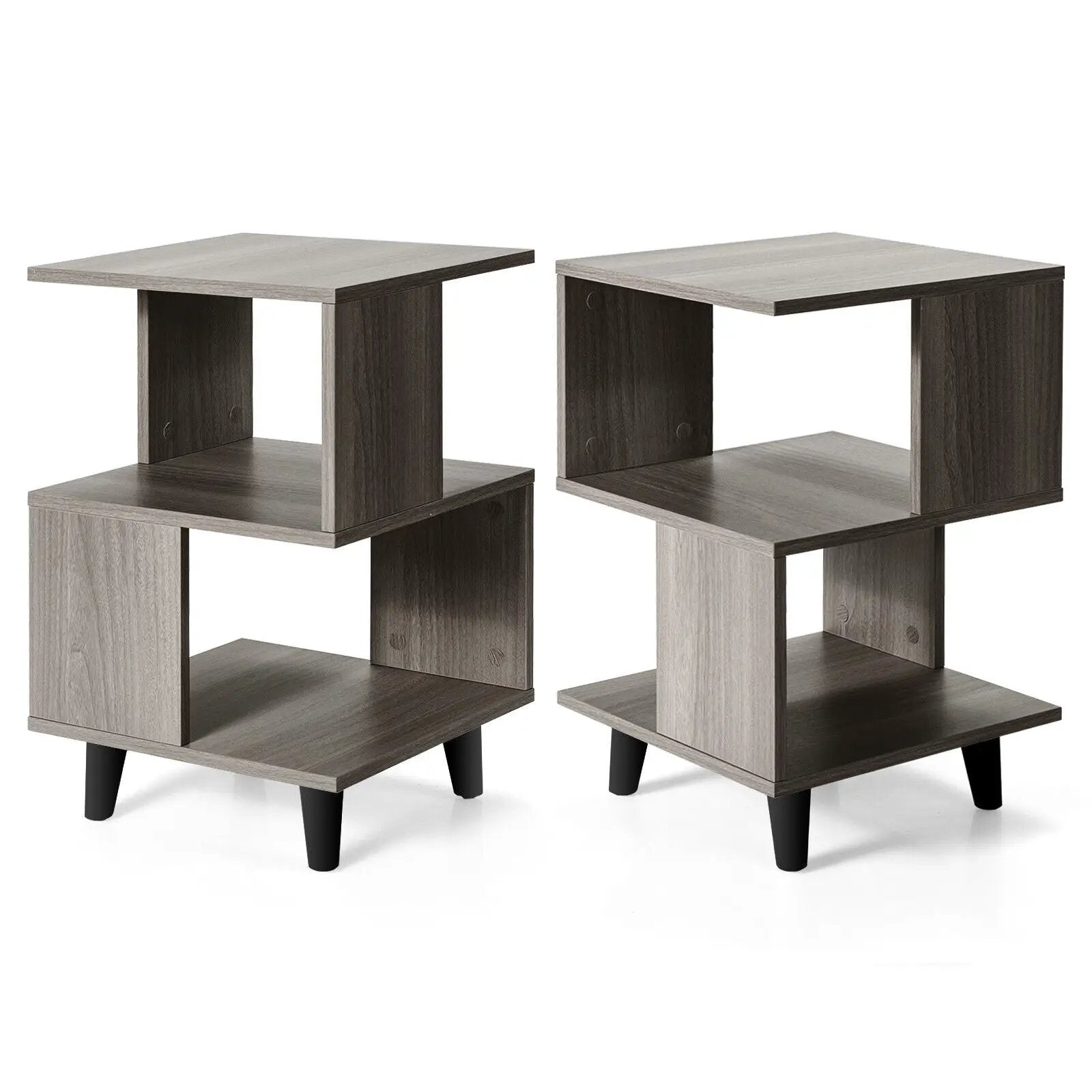2 Pieces Wooden Modern Nightstand Set with Legs for Living Room by DirectDeals