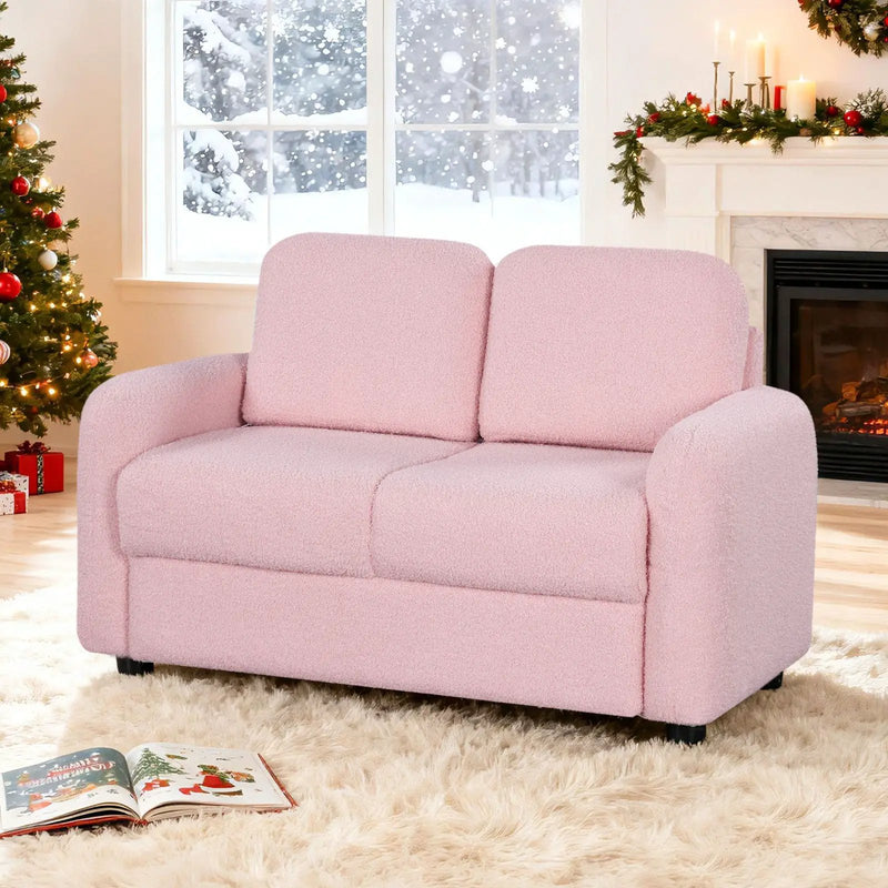 2-Seat Kids Sofa Toddler Sofa Couch with Soft Teddy Fleece Upholstery and Solid Wooden Frame by DirectDeals