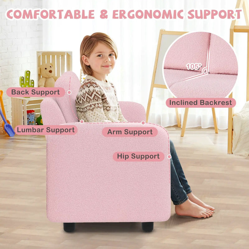 2-Seat Kids Sofa Toddler Sofa Couch with Soft Teddy Fleece Upholstery and Solid Wooden Frame by DirectDeals
