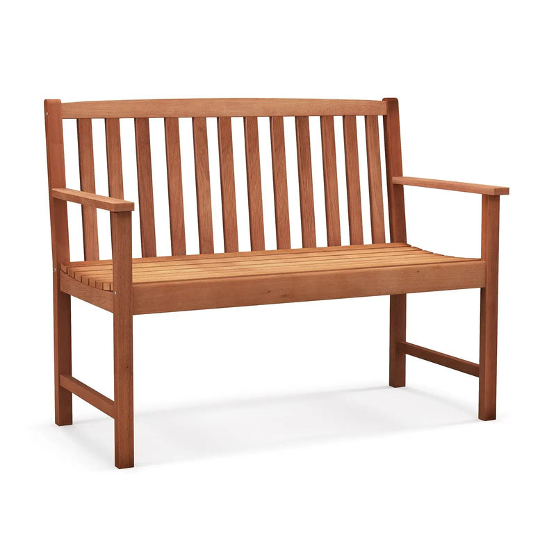 2-Seat Patio Wood Bench with Cozy Armrests and Backrest by DirectDeals