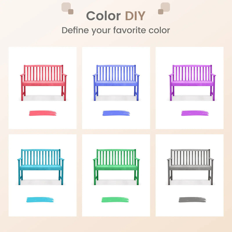 2-Seat Patio Wood Bench with Cozy Armrests and Backrest by DirectDeals