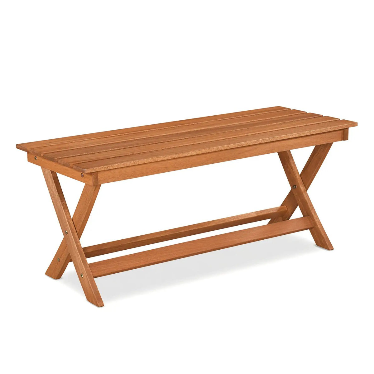 2-Seat Wooden Garden Patio Bench with X-Shaped Legs, photo 9 of 14