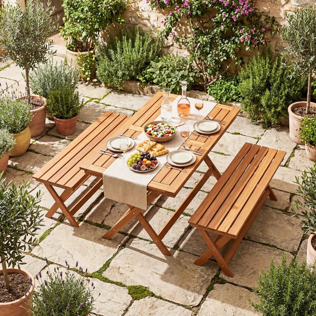 2-Seat Wooden Garden Patio Bench with X-Shaped Legs, photo 3 of 14