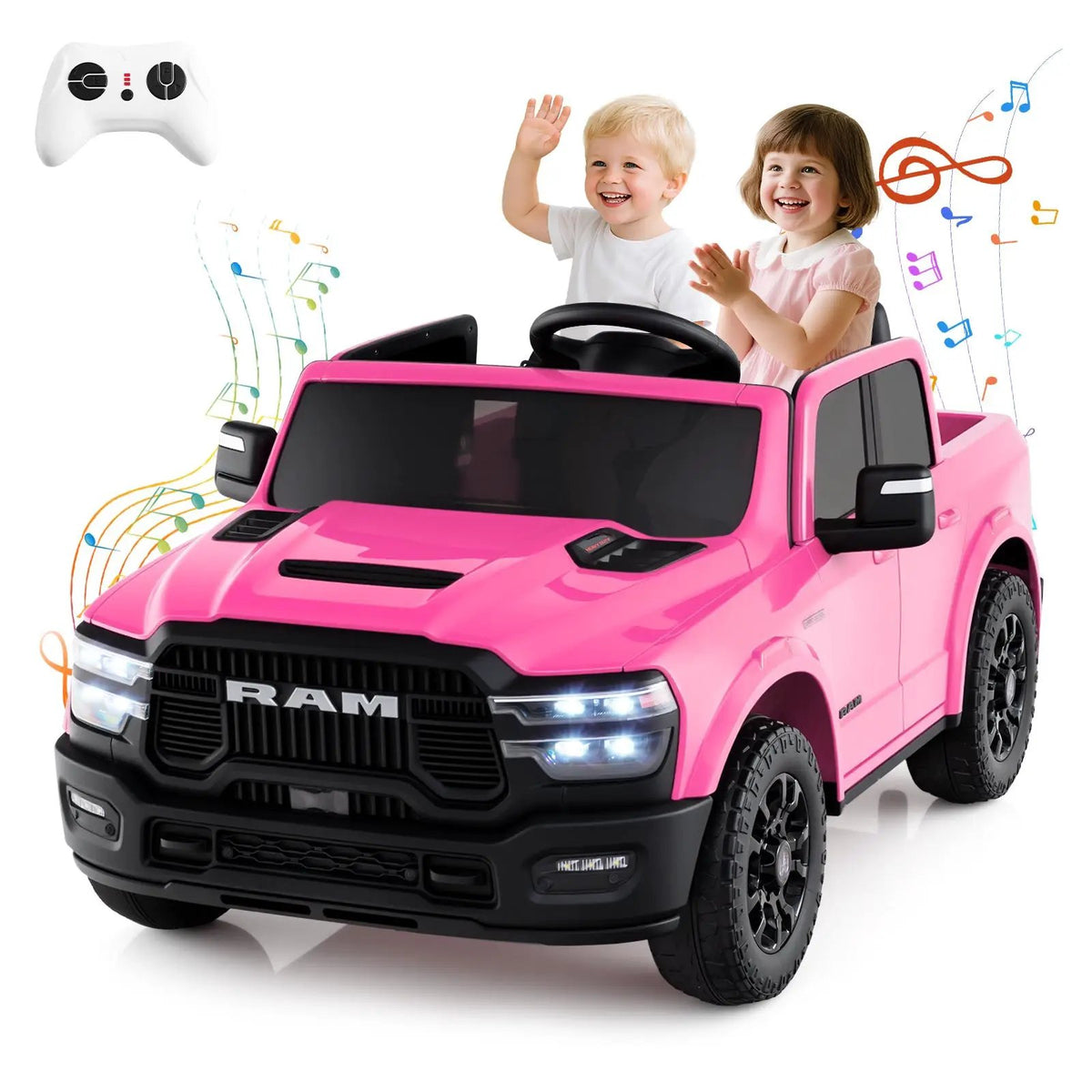 2 Seater 24V Ride on Toy for Big Kids Licensed Ram Truck with Remote and Music, photo 11 of 32