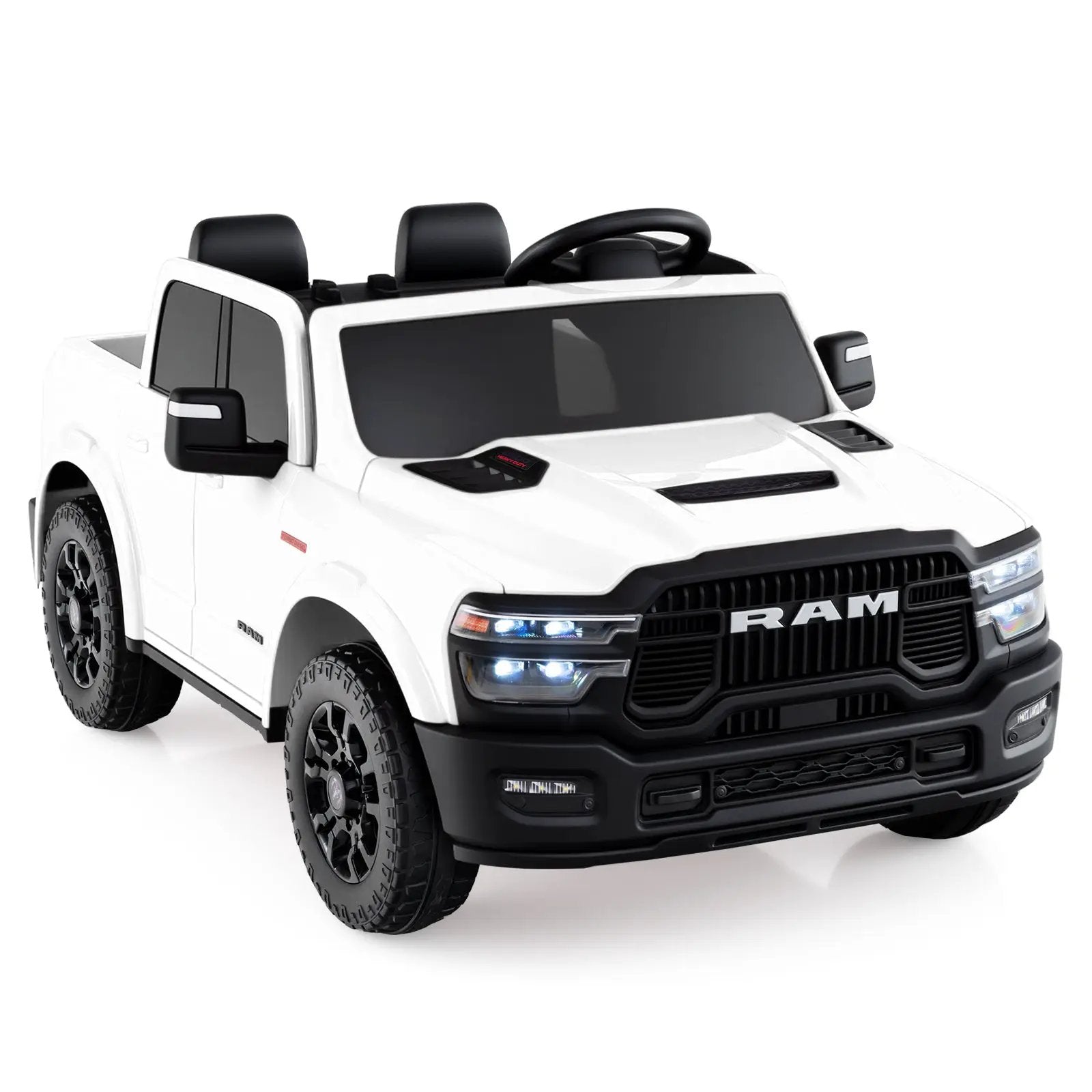 2 Seater 24V Ride on Toy for Big Kids Licensed Ram Truck with Remote and Music by DirectDeals