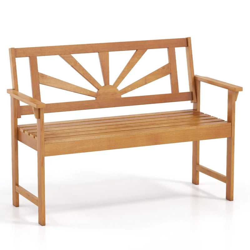 2-Seater Acacia Wood Loveseat Bench with Backrest by DirectDeals