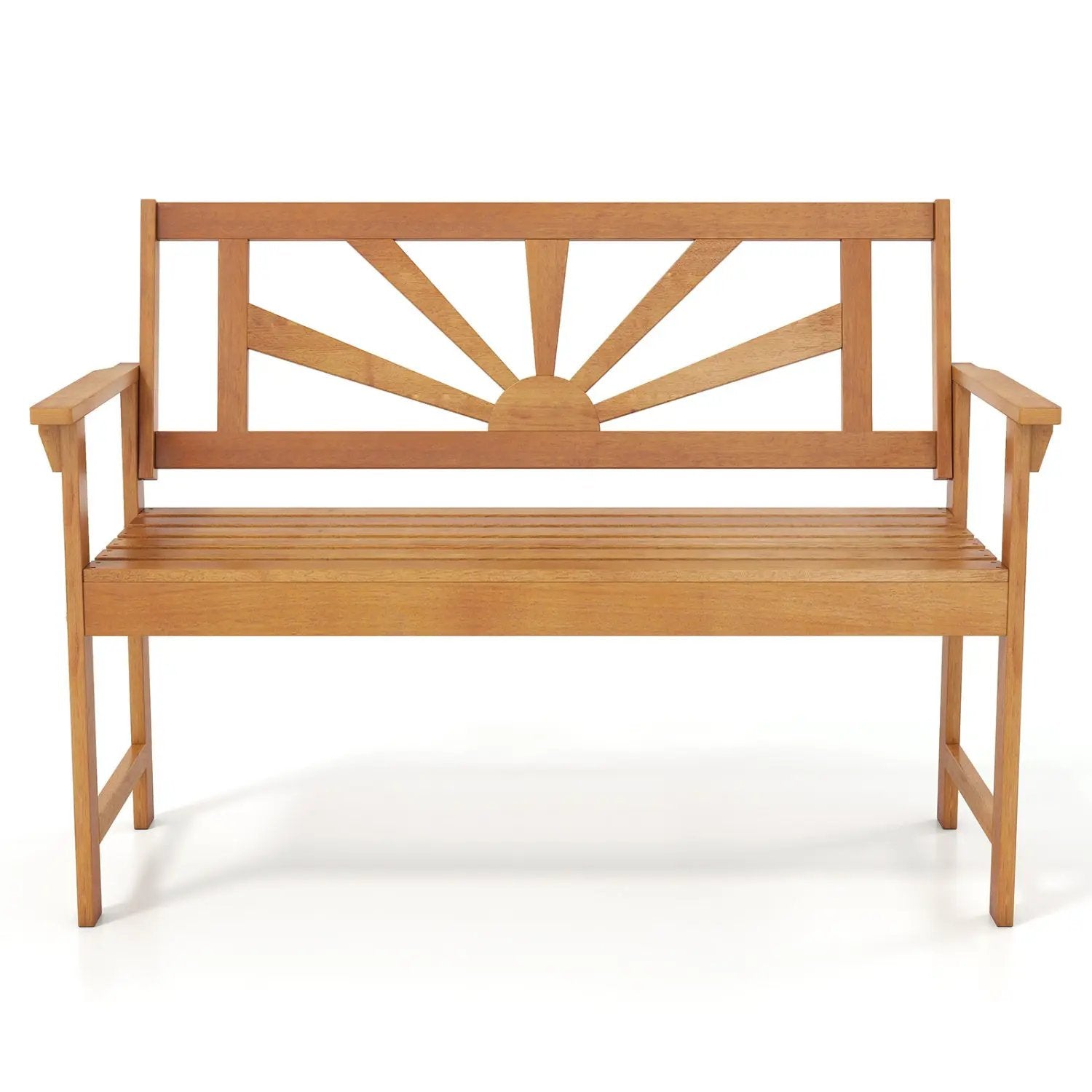 2-Seater Acacia Wood Loveseat Bench with Backrest by DirectDeals
