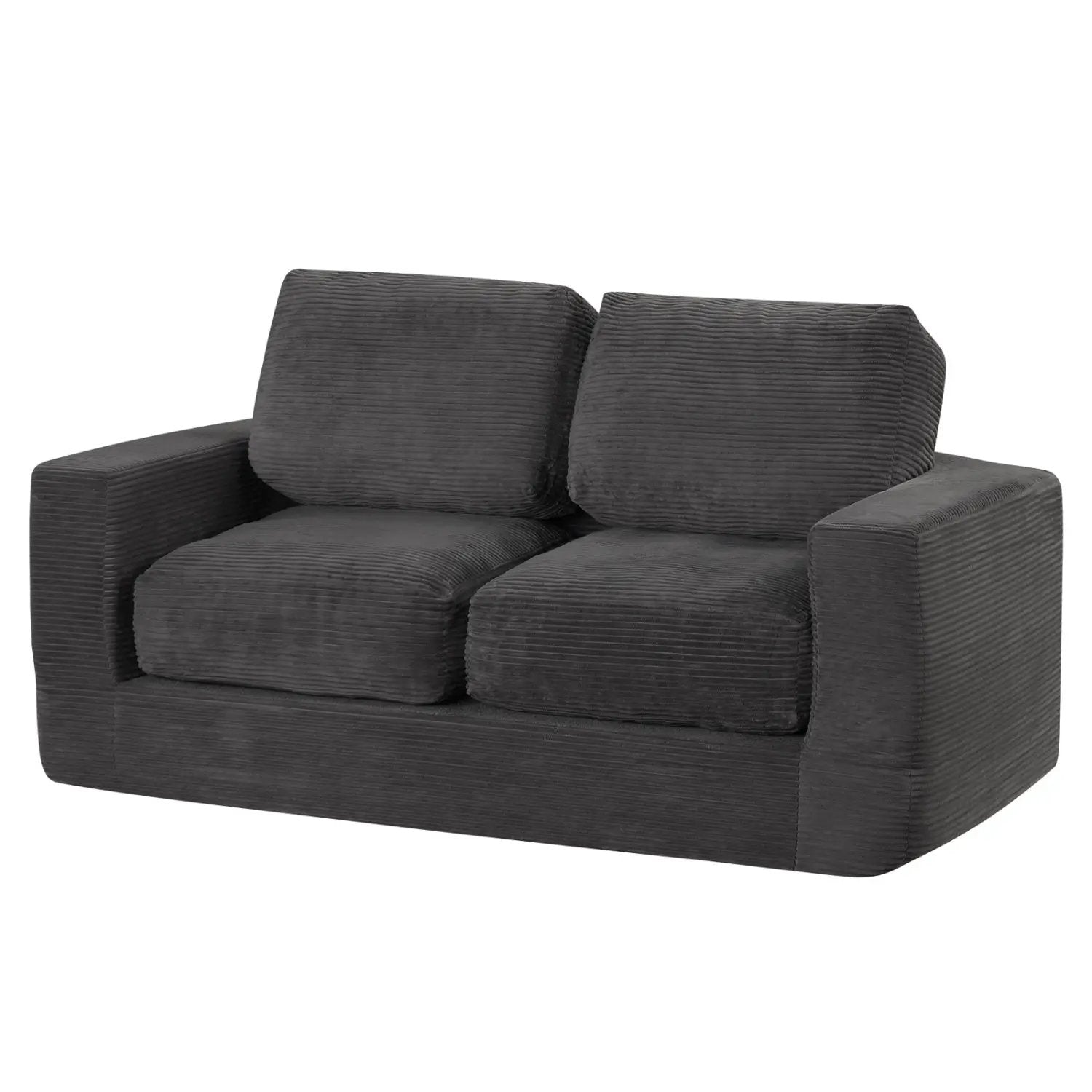 2-Seater Floor Couch Loveseat Foam Sofa with Removable Corduroy Cover by DirectDeals