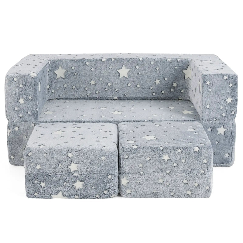 2 Seater Kids Play Couch with Removable and Machine Washable Flannel Cover by DirectDeals