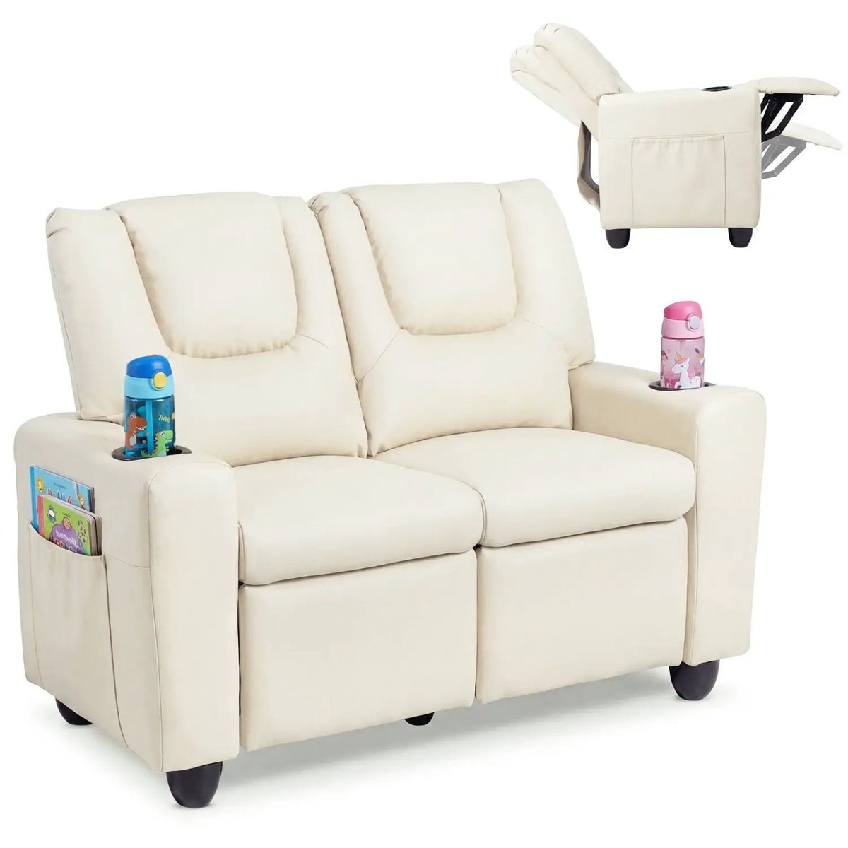 2-Seater Kids Recliner Double Toddler Sofa Chair with 2 Cup Holders, photo 31 of 40
