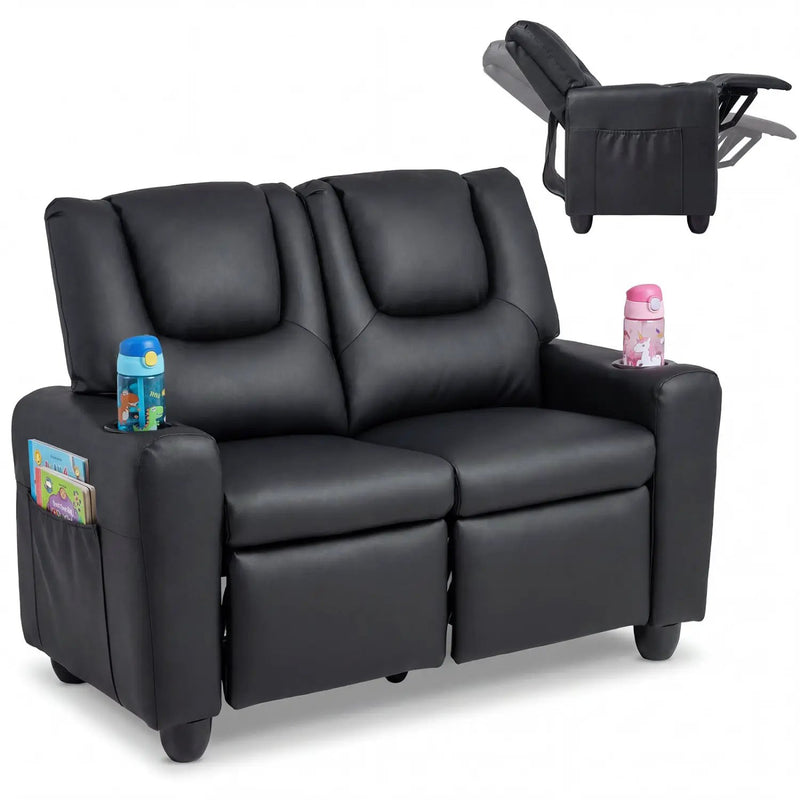 2-Seater Kids Recliner Double Toddler Sofa Chair with 2 Cup Holders by DirectDeals