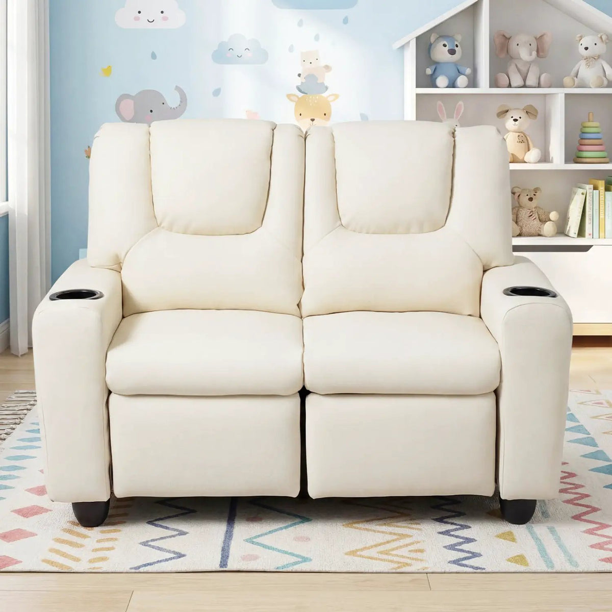 2-Seater Kids Recliner Double Toddler Sofa Chair with 2 Cup Holders, photo 27 of 40