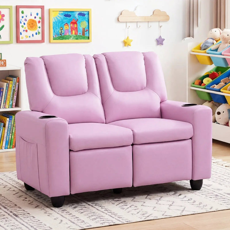 2-Seater Kids Recliner Double Toddler Sofa Chair with 2 Cup Holders by DirectDeals