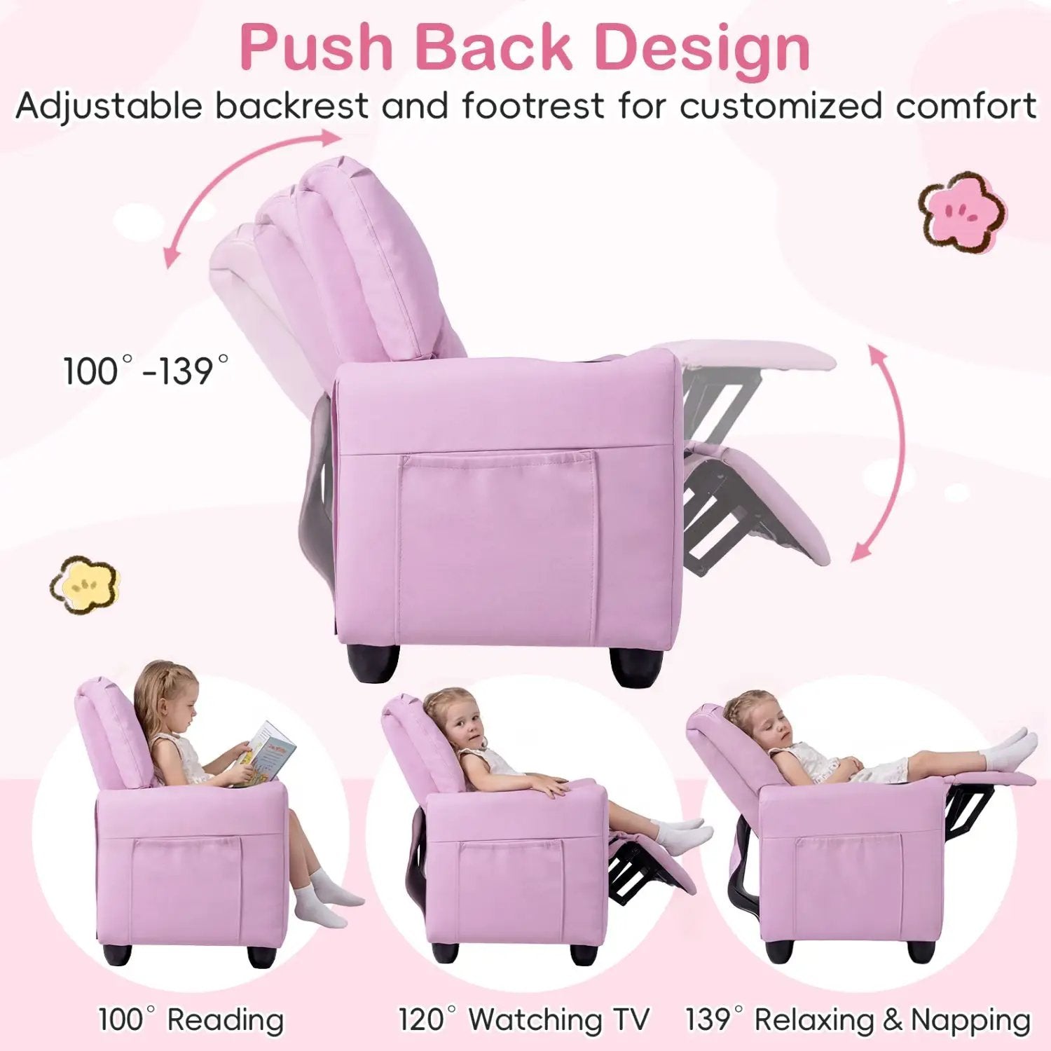 2-Seater Kids Recliner Double Toddler Sofa Chair with 2 Cup Holders by DirectDeals