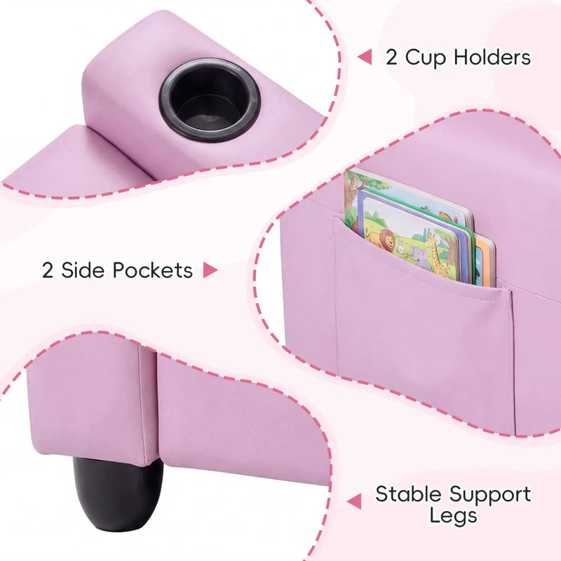 2-Seater Kids Recliner Double Toddler Sofa Chair with 2 Cup Holders by DirectDeals