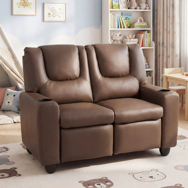 2-Seater Kids Recliner Double Toddler Sofa Chair with 2 Cup Holders by DirectDeals