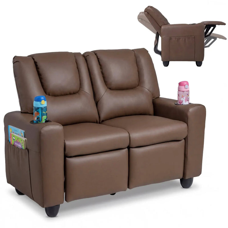 2-Seater Kids Recliner Double Toddler Sofa Chair with 2 Cup Holders by DirectDeals