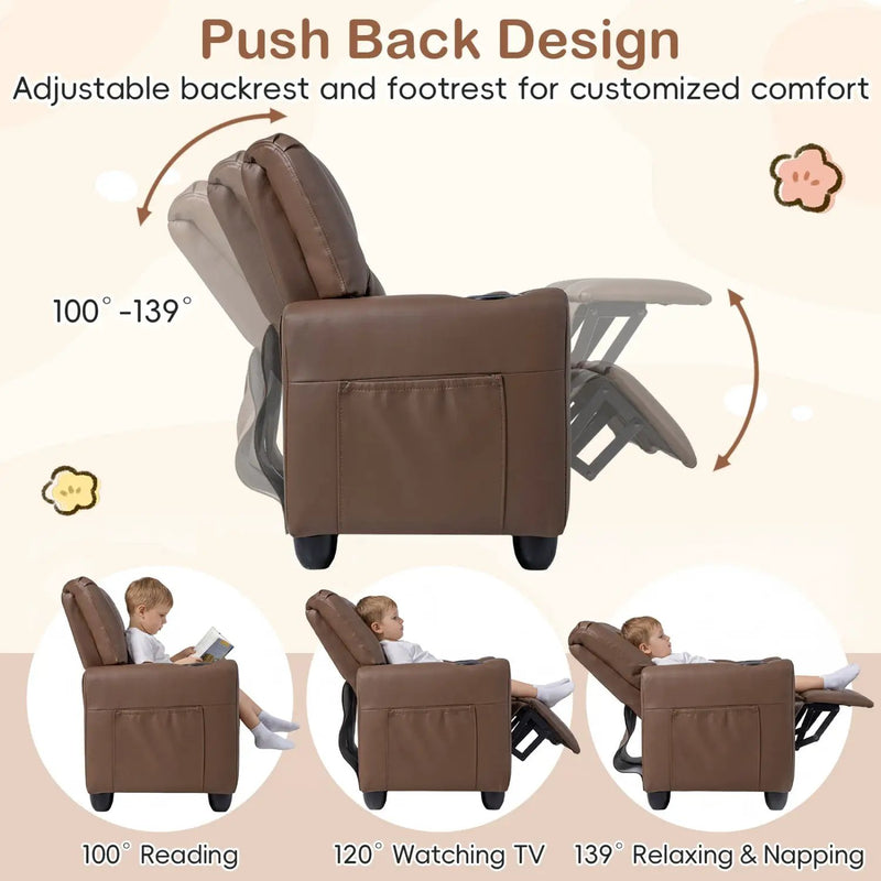 2-Seater Kids Recliner Double Toddler Sofa Chair with 2 Cup Holders by DirectDeals