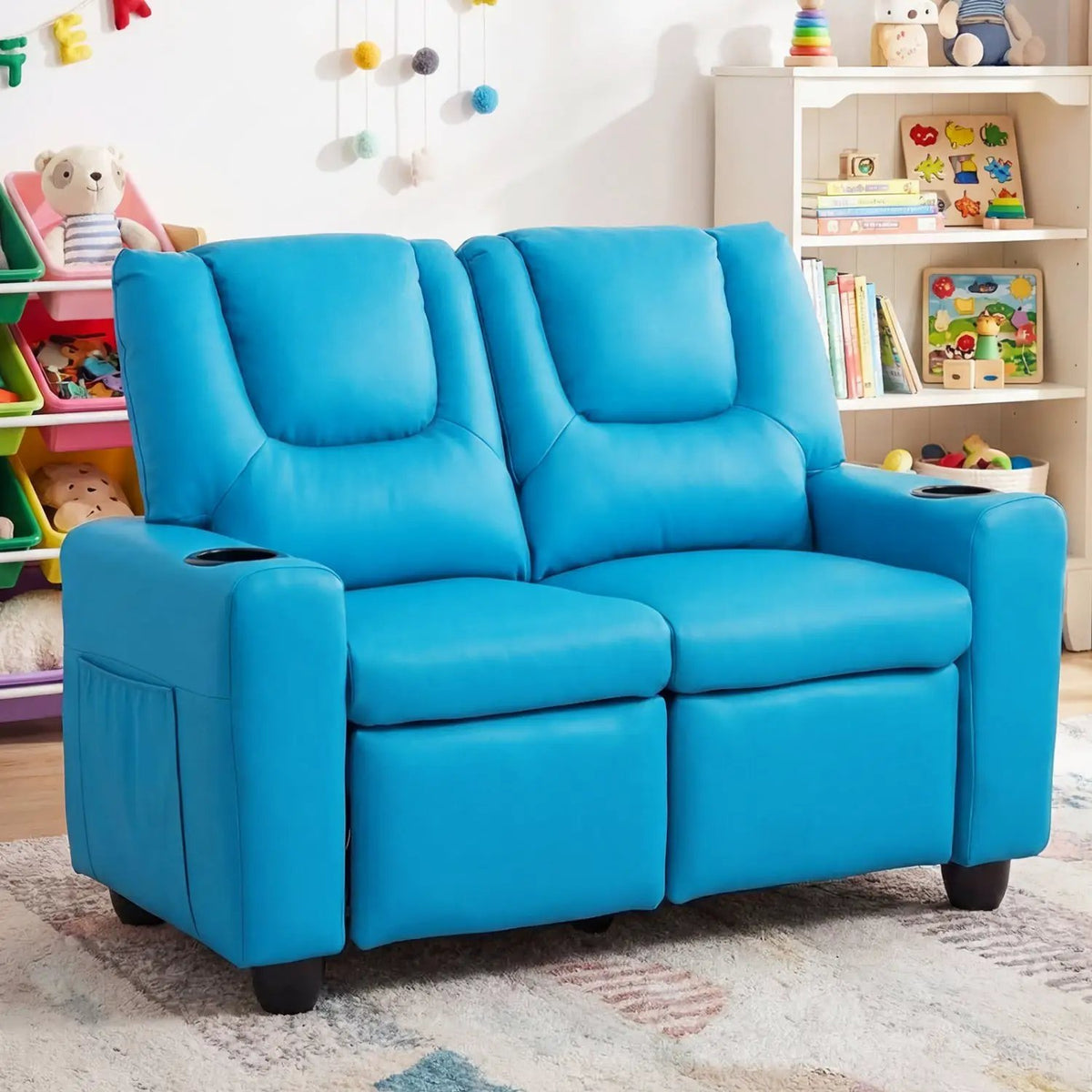 2-Seater Kids Recliner Double Toddler Sofa Chair with 2 Cup Holders, photo 20 of 40