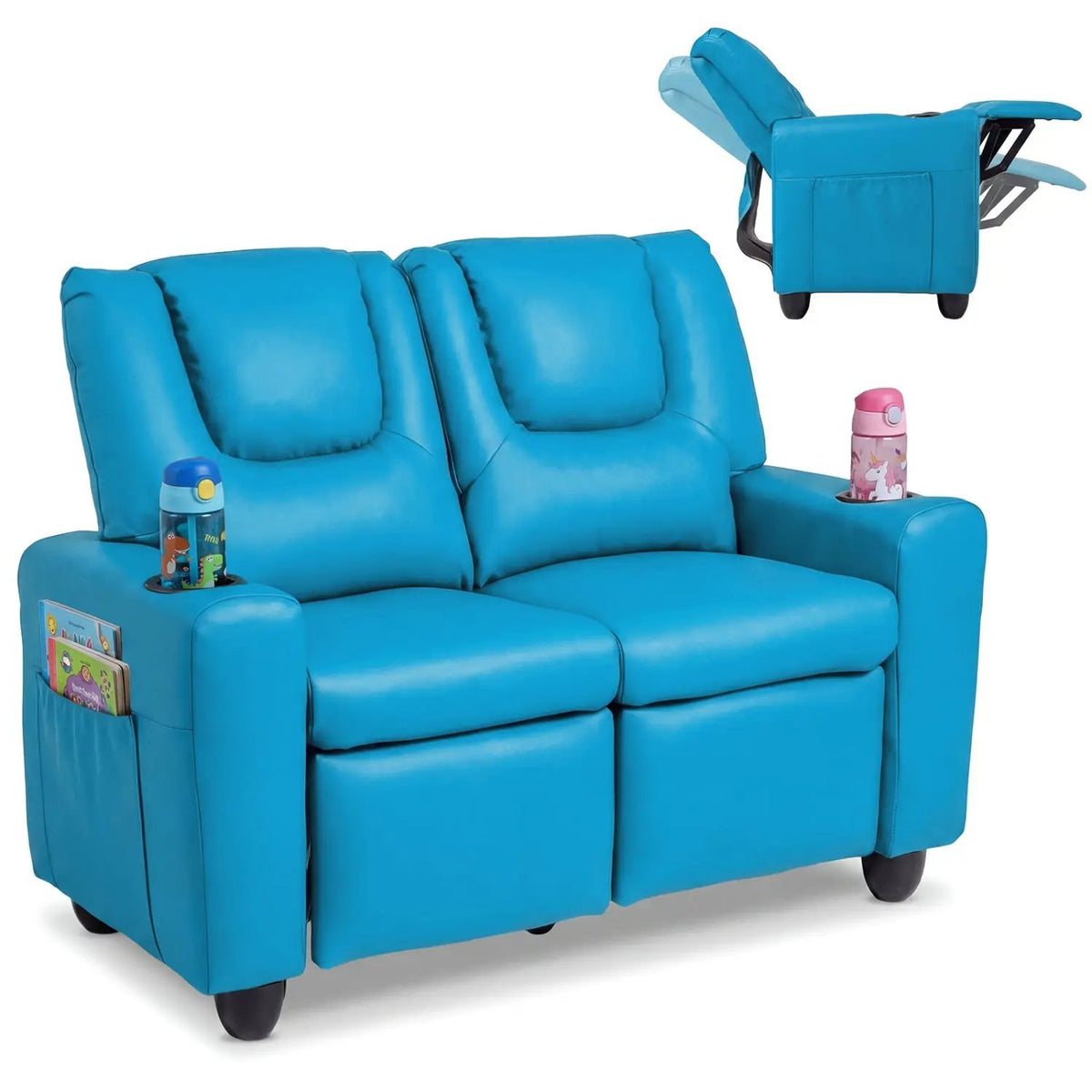 2-Seater Kids Recliner Double Toddler Sofa Chair with 2 Cup Holders, photo 21 of 40