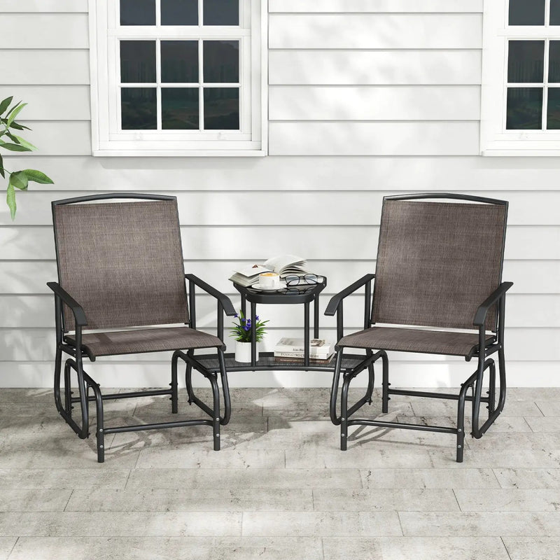 2-Seater Outdoor Glider Bench with Center Table by DirectDeals