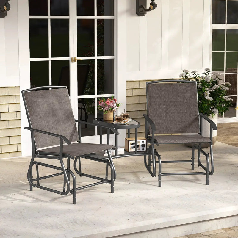 2-Seater Outdoor Glider Bench with Center Table by DirectDeals